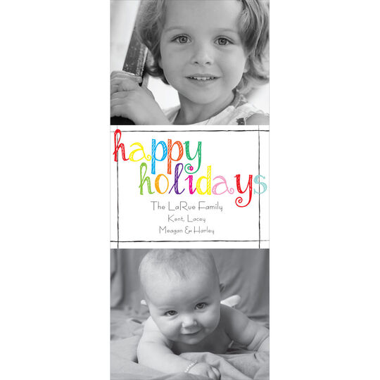 Multi Color Happy Holidays Photo Cards